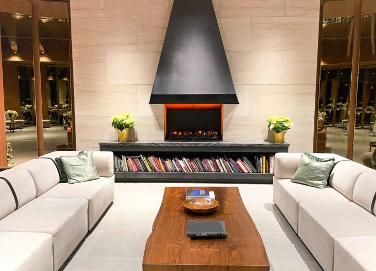 C. Baldwin Curio Collection Hilton Hotel in Houston Texas lobby fireplace C. Baldwin Curio Collection Hilton Hotel in Houston Texas lobby fireplace