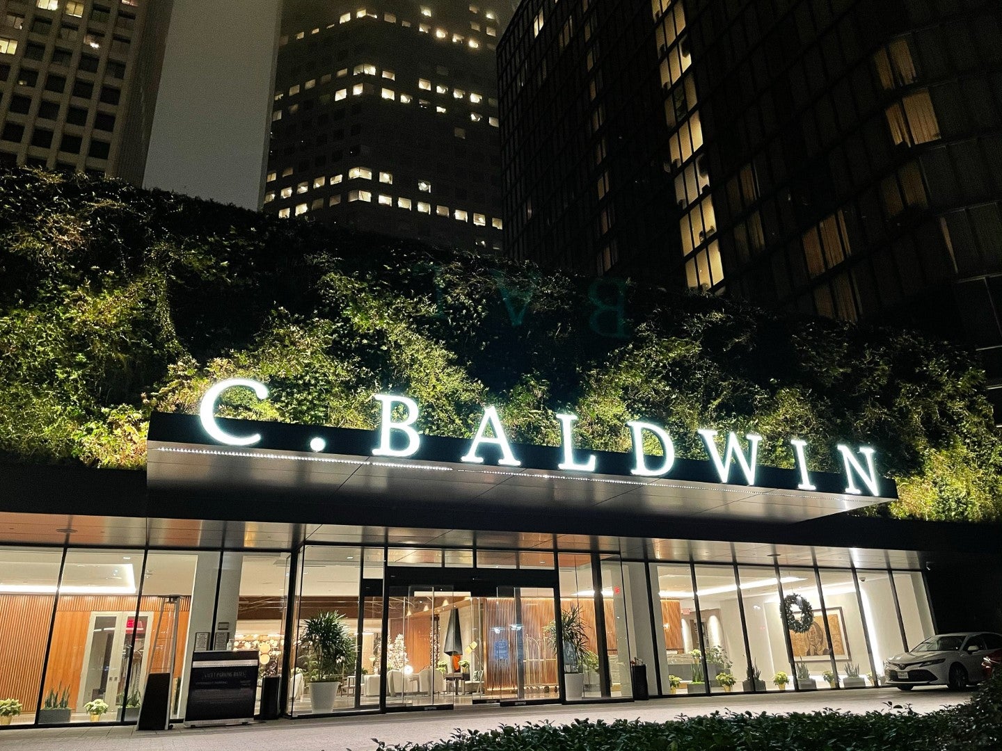 C. Baldwin Curio Collection Hilton Hotel in Houston Texas signage