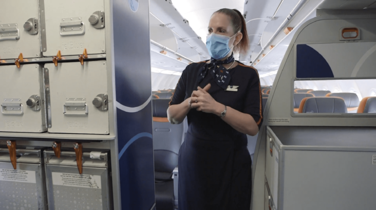 JetBlue Flight Attendant Wearing a Mask JetBlue Flight Attendant Wearing a Mask