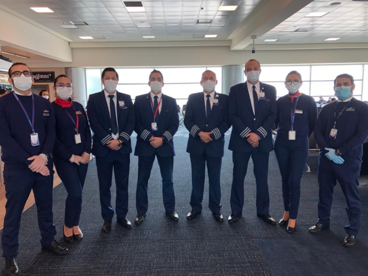 LATAM crew wearing face masks at the airport LATAM crew wearing face masks at the airport