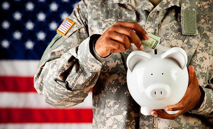 Military veteran putting money into savings