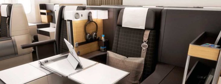 Swiss Air business seat view