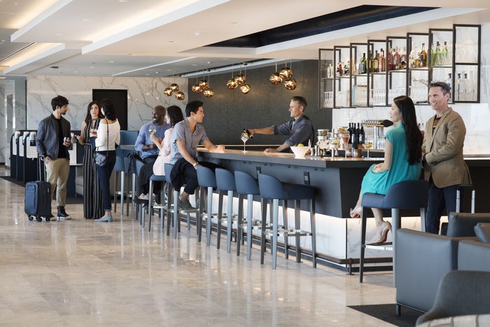 United Polaris lounge at SFO bar United Polaris lounge at SFO bar