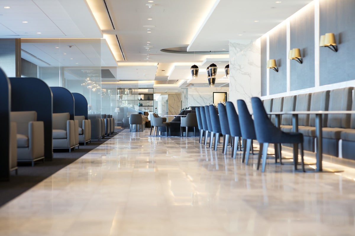 United Polaris lounge at SFO second floor view United Polaris lounge at SFO second floor view