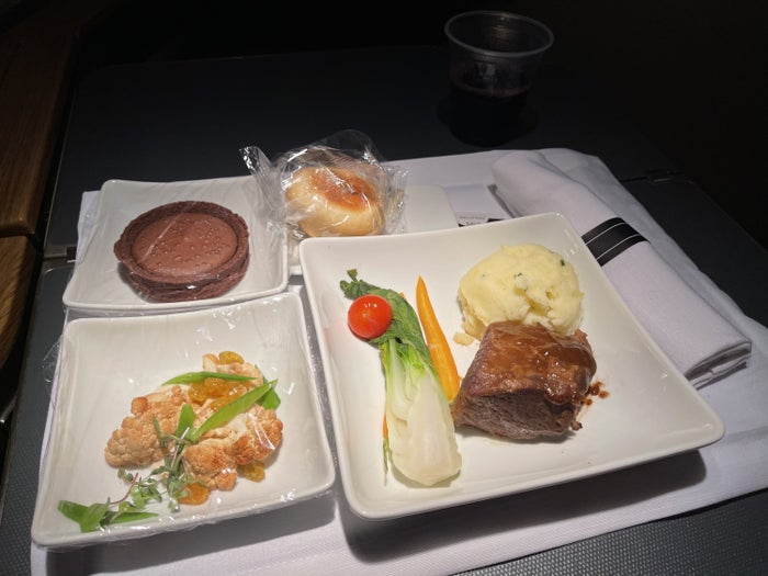 AA Laptop and Snacks American Airlines Business Class Dinner HNL DFW