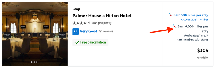 AAdvantage Hotels earning rate