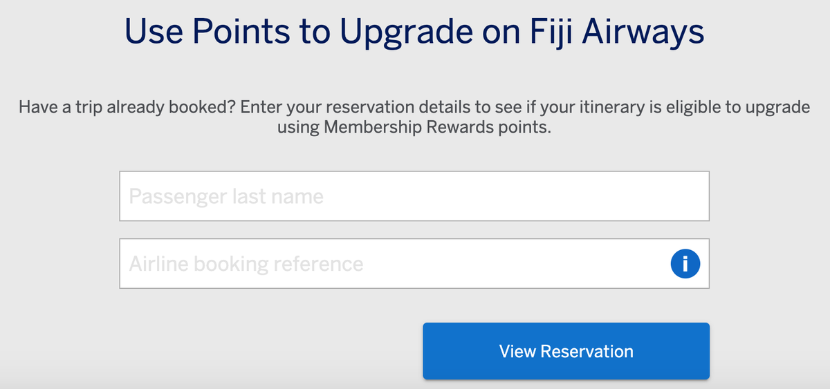 Amex upgrade with points Fiji Airways