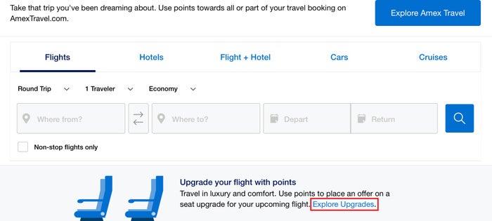 Amex upgrade with points selection Explore Upgrades