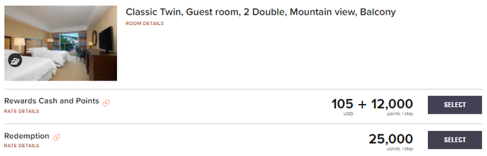 Classic Twin Sheraton Grand Rio points rate
