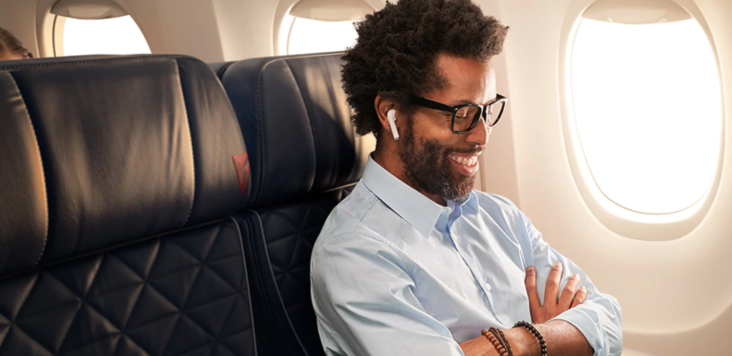 Delta Medallion Member on airplane Delta Medallion Member on airplane