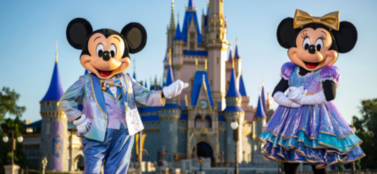 Mickey and Minnie at Cinderallas Castle for Walt Disney World 50th Anniversary Florida