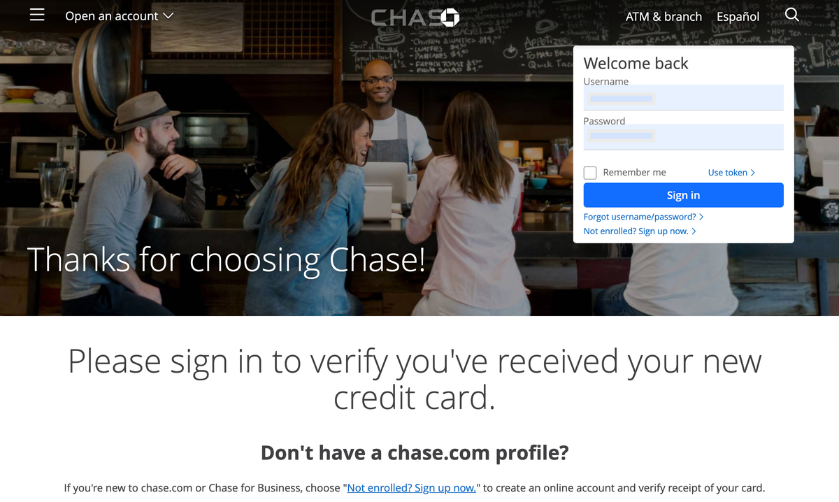 Veryify Chase Credit Card online