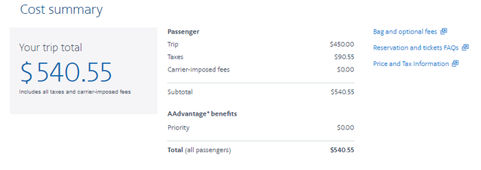 American Airlines Business Class cheap fare