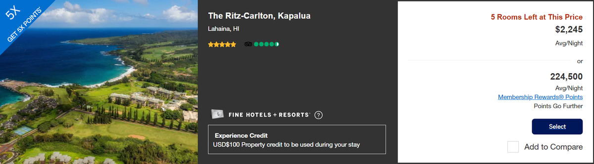 Amex FHR Ritz Carlton Kapalua