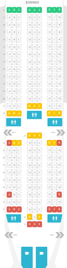 Avianca 787-8 economy class seat map Avianca 787-8 business class seat map