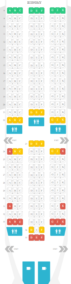 Avianca 787-8 business class seat map
