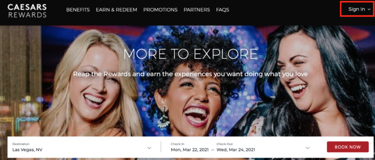 Caesars Rewards home page Caesars Rewards home page