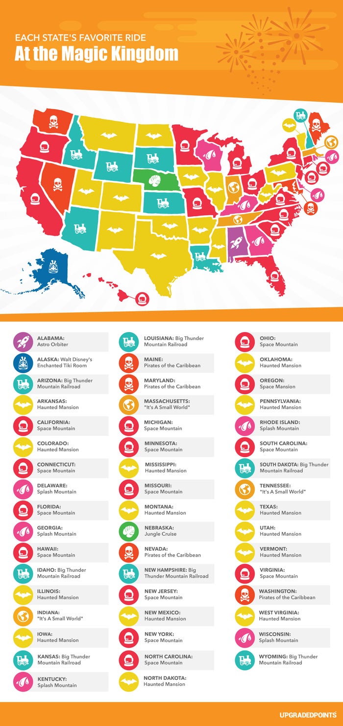Each States Favorite Ride at The Magic Kingdom U.S. Map of Each States Favorite Ride at The Magic Kingdom