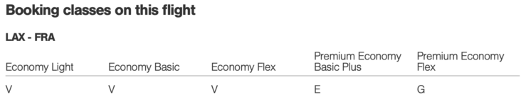 Lufthansa booking classes Lufthansa booking classes