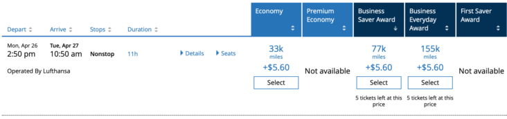 Lufthansa saver award united Lufthansa saver award united