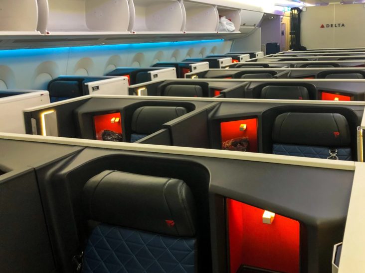 Delta One Suites A350 900 cabin closeup Delta One Suites A350 900 cabin closeup