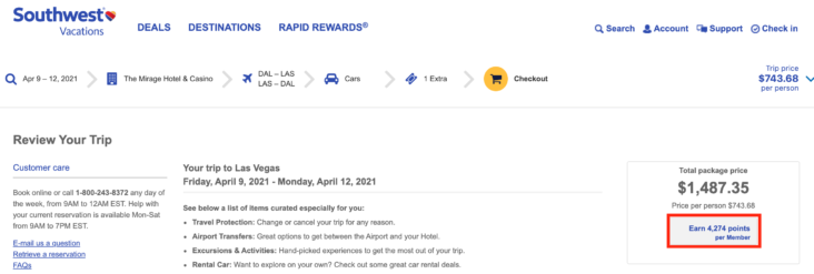 Earn points with Southwest Vacations Earn points with Southwest Vacations