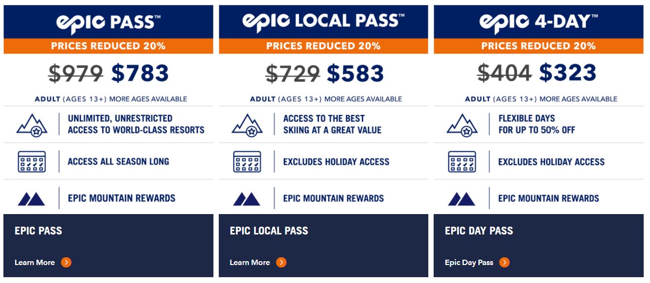 map of all epic pass resorts