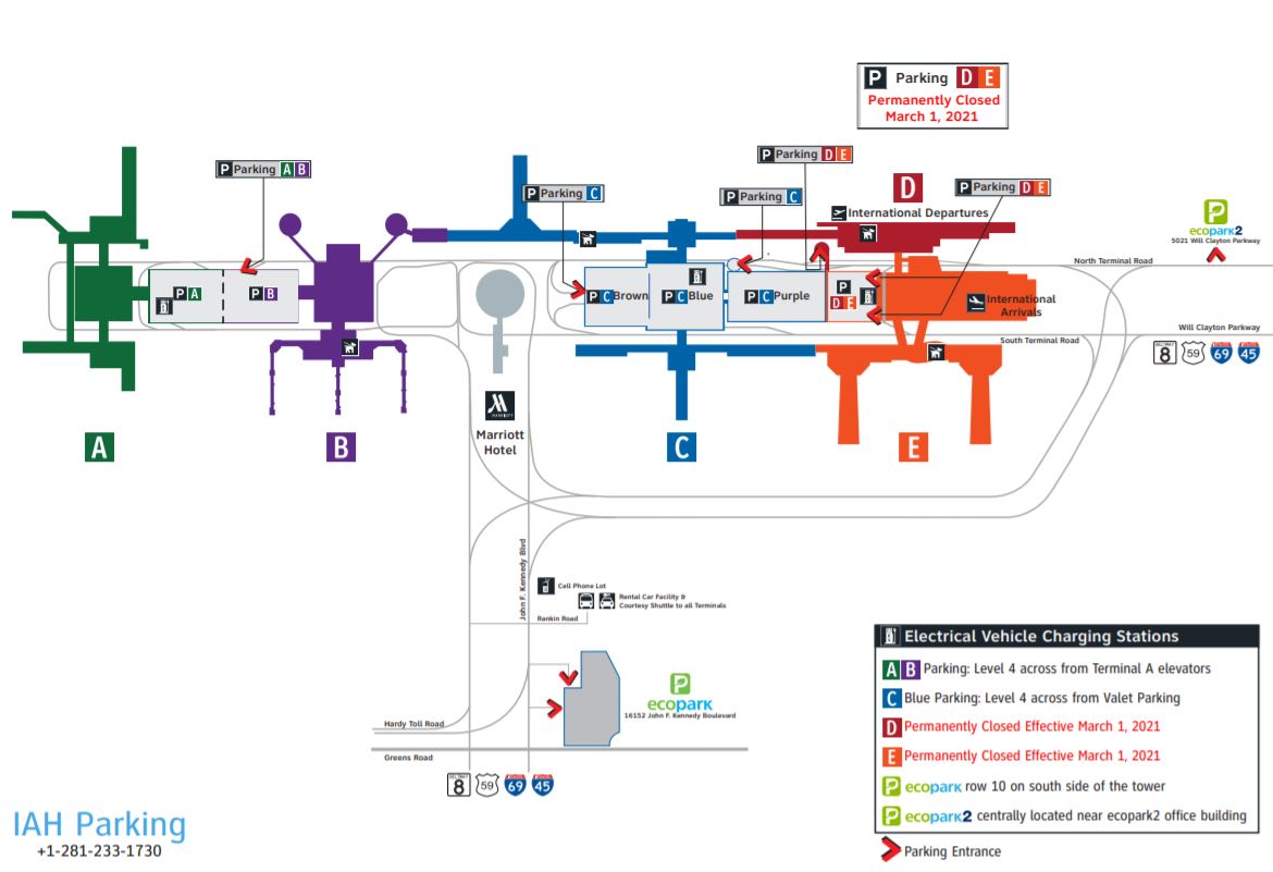 George Bush Intercontinental Airport Terminal Parking Map 