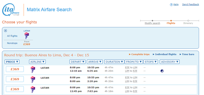 LATAM EZE LIM ITA Matrix LHR
