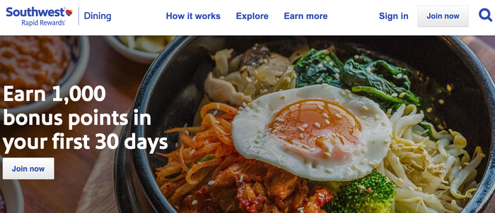 Southwest Rapid Rewards dining