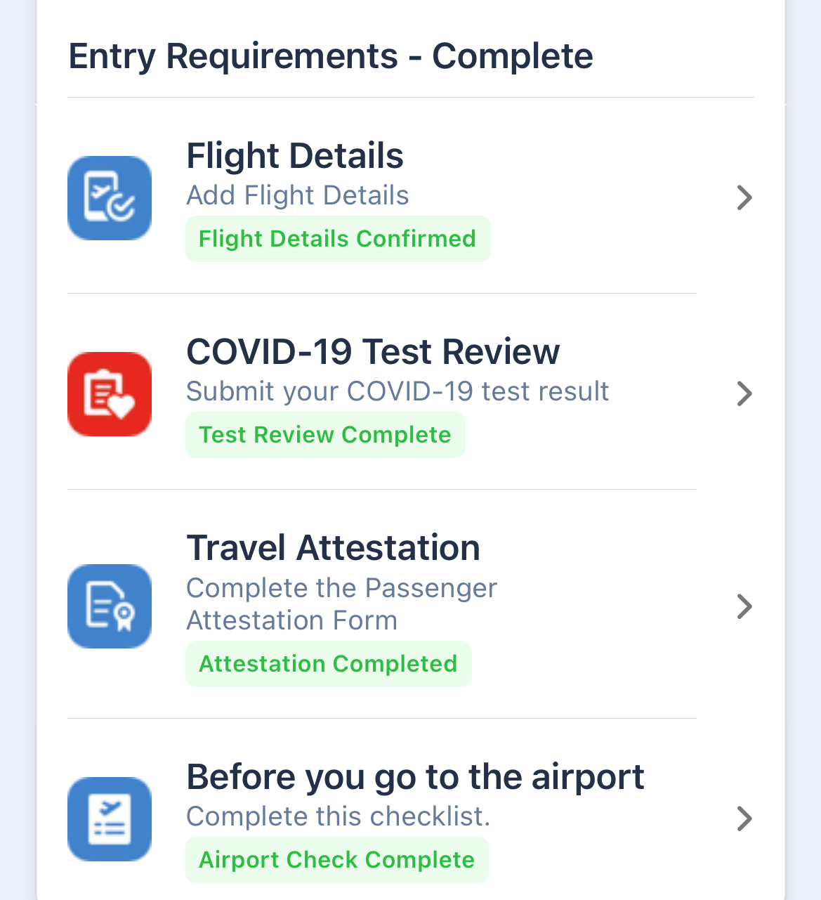 VeriFLY American Airlines Covid Checklist