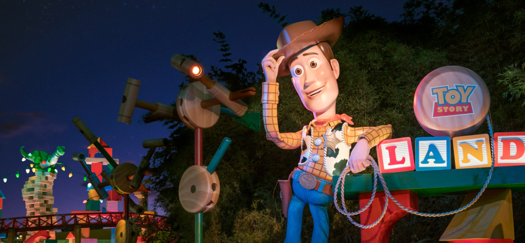 Woody at Toy Story Land entrance at Disneys Hollywood Studios