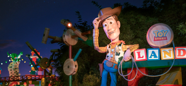Woody at Toy Story Land entrance at Disneys Hollywood Studios