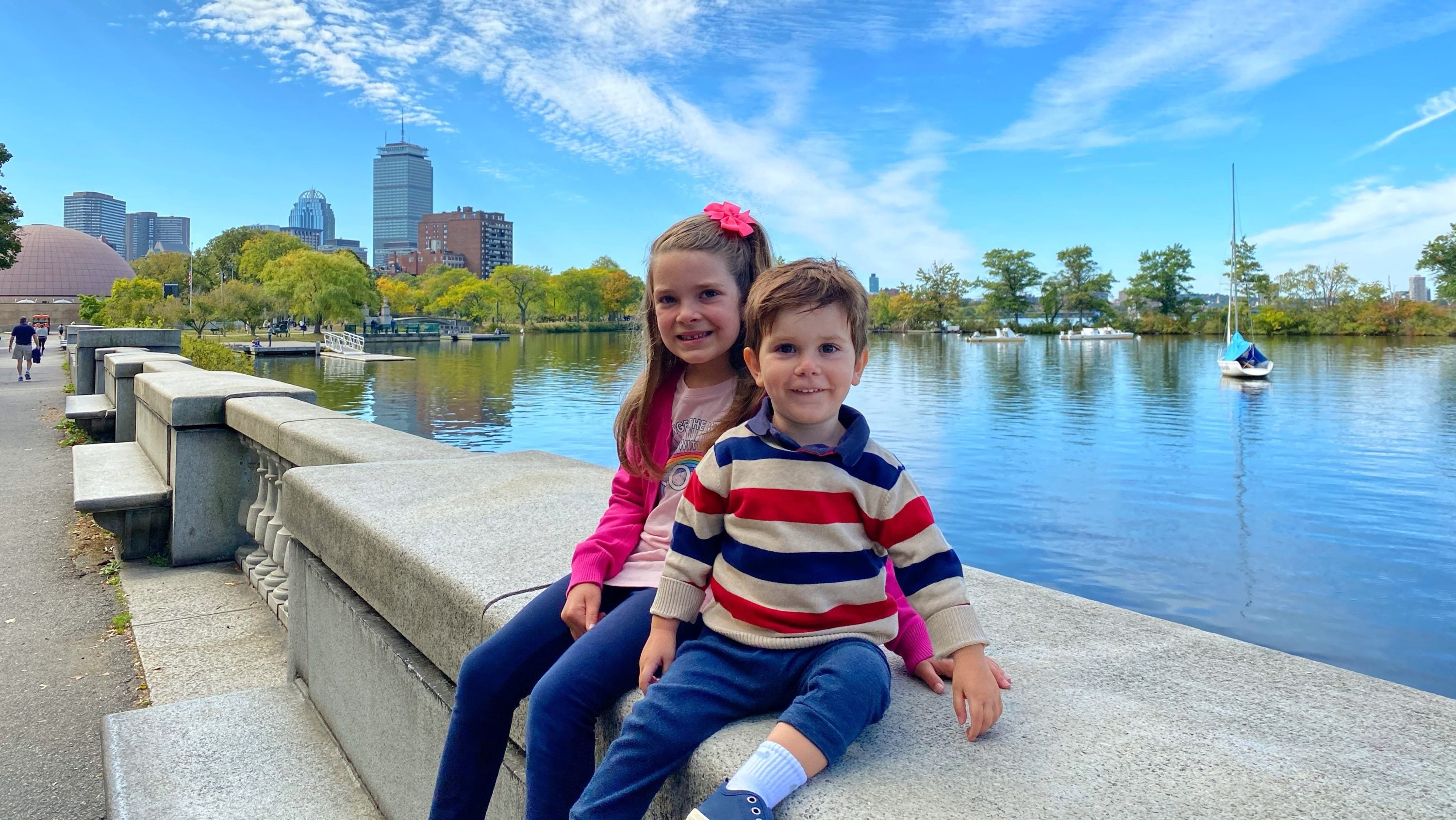 Kids near the Charles River Esplanade in Boston MA