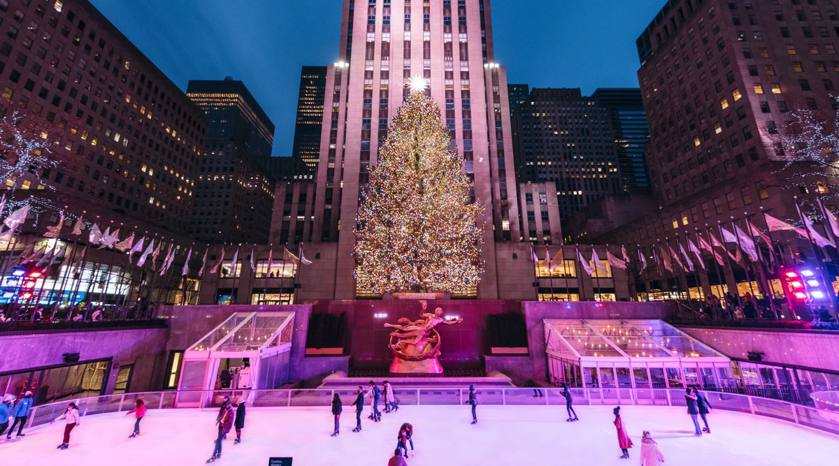 Rockefeller Center Ice Rink Christmas Tree New York City