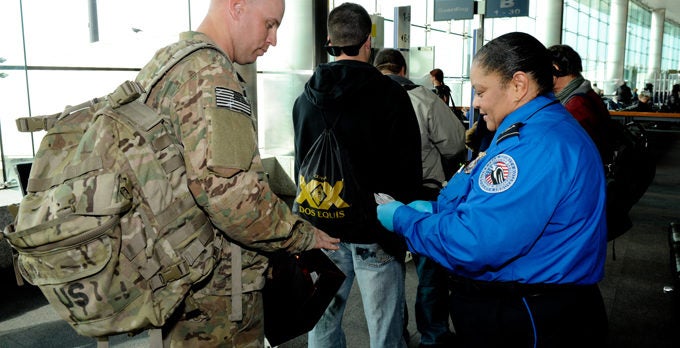 TSA agent and soldier