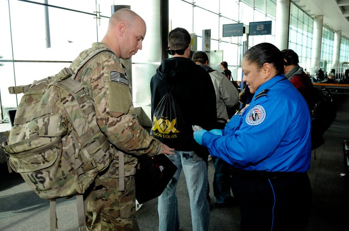 TSA agent and soldier