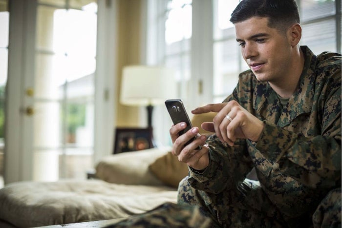 USAA soldier on phone