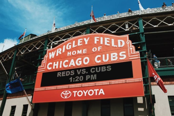 Wrigley Field MLB Chicago Cubs park entrance marquee Wrigley Field MLB Chicago Cubs park entrance marquee