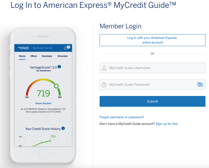 AMEX MyCreditGuide Login