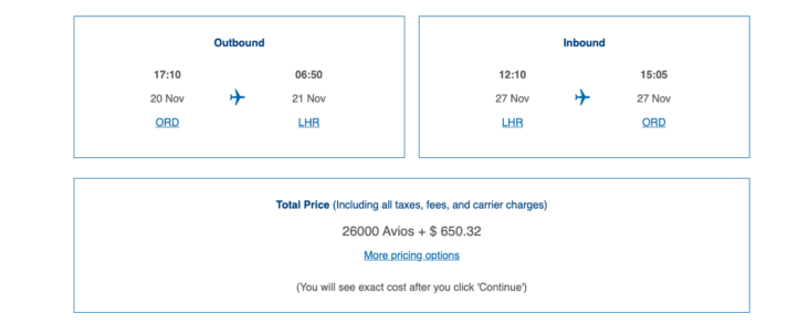 BA Example ORD to LHR BA Example ORD to LHR