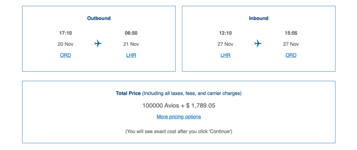 BA Biz Example ORD to LHR BA Biz Example ORD to LHR