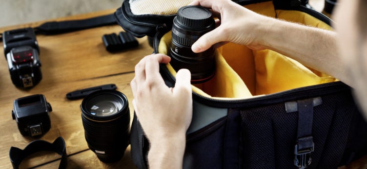 Camera bag with equipment