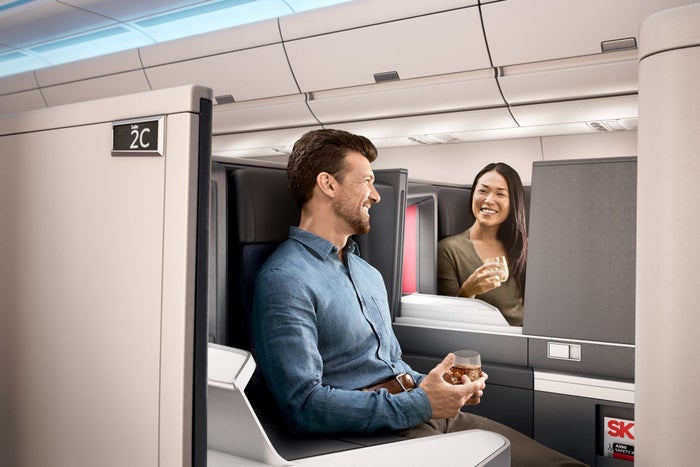 Delta One passengers talking