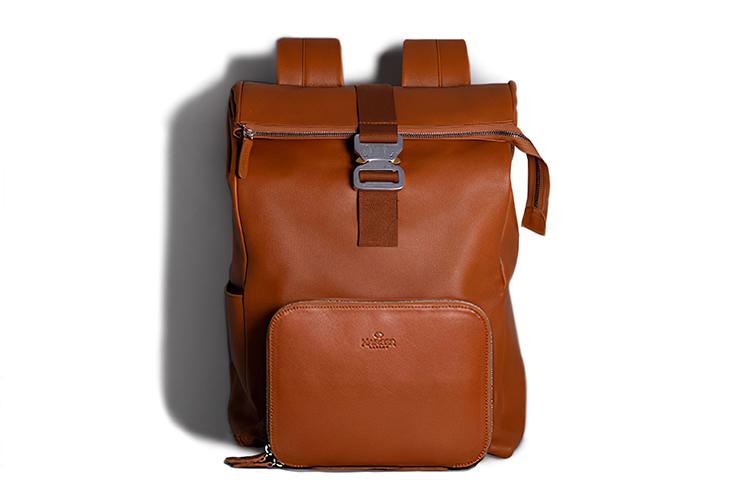Harber London Leather Roll Top Backpack