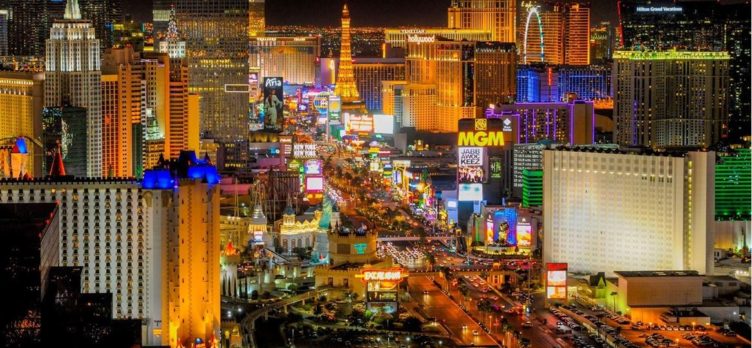 Las Vegas Strip at night with lights