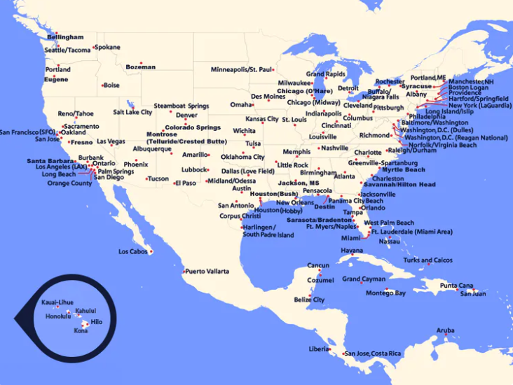 southwest routes map