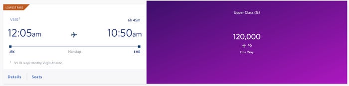Virgin Atlantic flight Delta SkyMiles