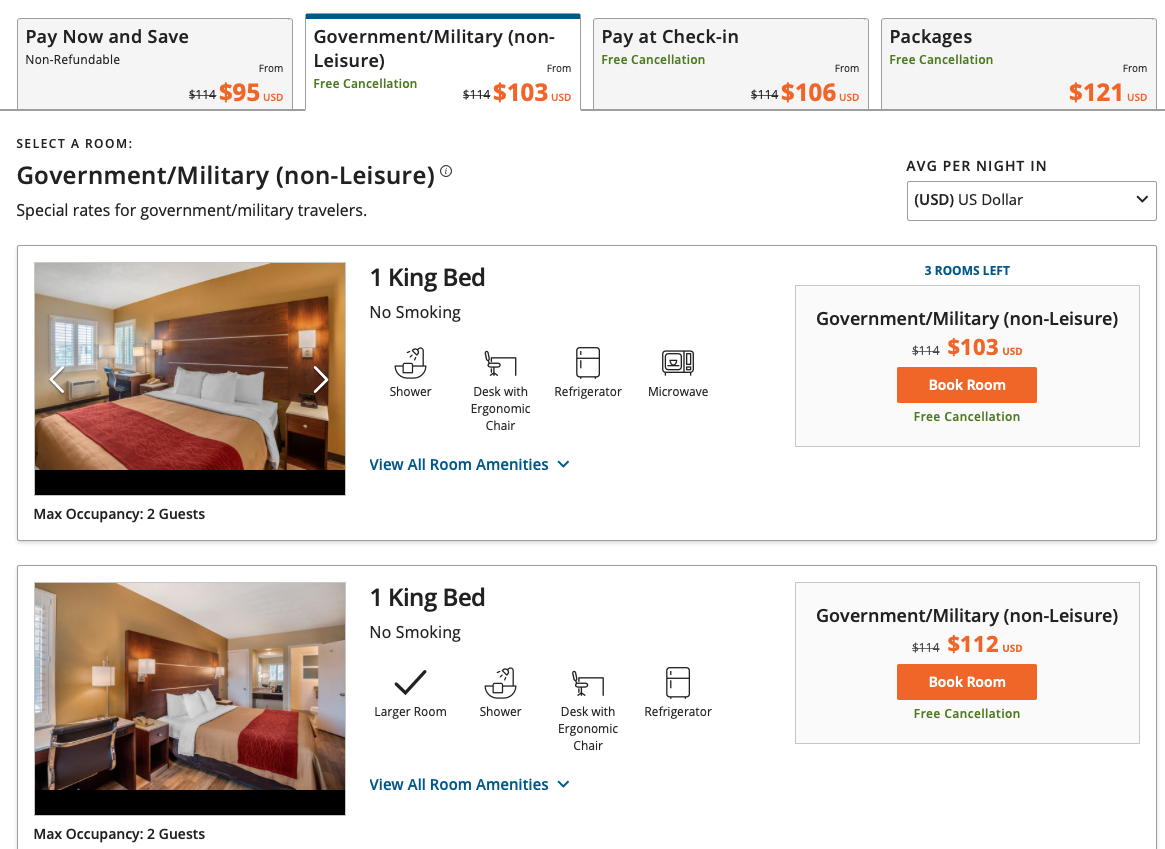 Choice military discount rates
