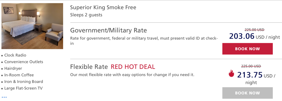 Red Roof Inn military discount